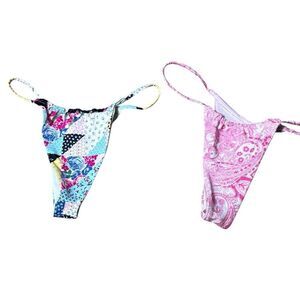 Frankie’s bikinis women’s xs set of (2) bikini bottoms scrunch patchwork paisley